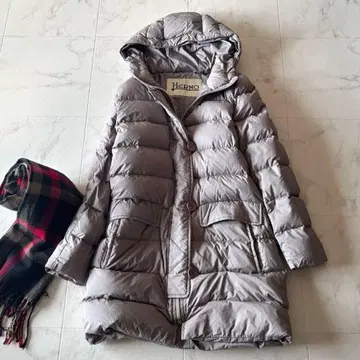 새상품급*HERNO 헬노 후드 부착 다운 코트 그레이 사이즈 42