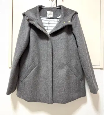 [ KUMIKYOKU ] 후드 부착 울 자켓 울 블루종 그레이 2