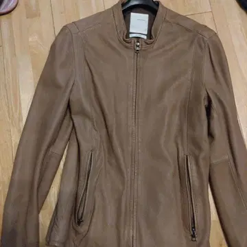 STUDIOUS 브라운 가죽 집업 자켓