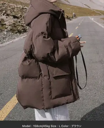 후드 충전솜 코트 페이크 다운 자켓