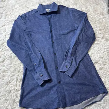 유나이티드 애로우즈 브러쉬드 저지 와이드 칼라 긴팔 셔츠 블루