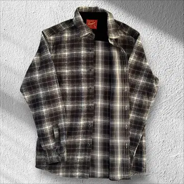 [새상품급] 유니클로 플란넬 셔츠 옴브레 체크 블랙 플란넬 M [F66]