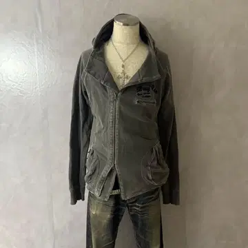 y2k 그런지 헤이세이 갸루 기믹 시크 스타일 펑크 락 더블 지퍼