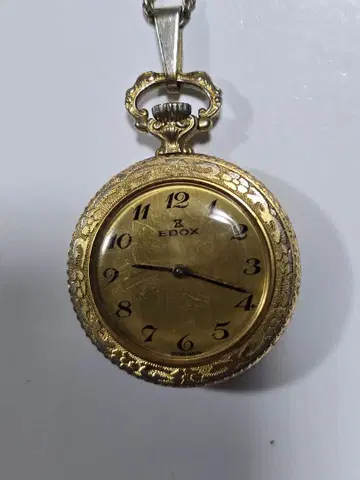 빈티지 EDOX 회중시계 수동 와인딩 골드 31.6mm 중고품