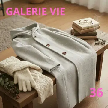 VALERIE VIE 후디드 코트 라이트 그레이 캐시미어 혼방 고급 소재