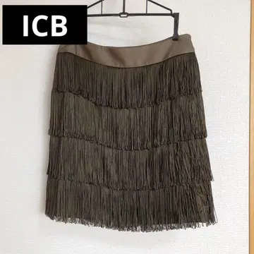 ICB 프린지 미니 스커트 올리브색