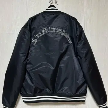 나인 마이크로폰즈 바시티 자켓 안감 퀼팅 영문 자수 블랙 XL