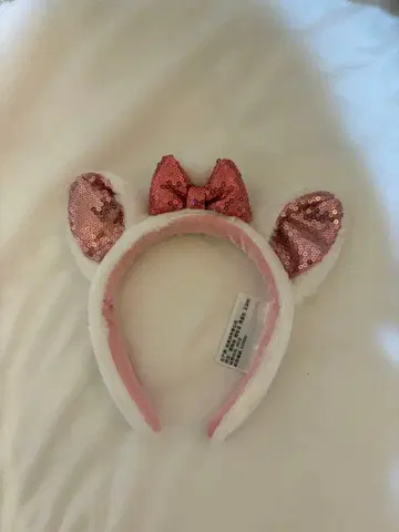 디즈니 귀 달린 머리띠 (화이트 핑크)