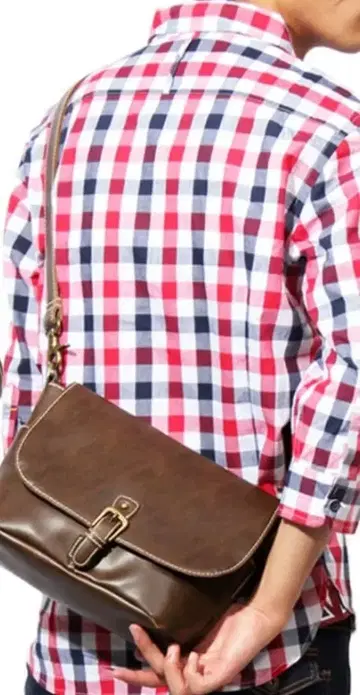 숄더백 메신저 백 인조 가죽 브라운