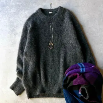 새상품급 드레스레이브 폭스 캐시미어 크루넥 풀오버 다크 그레이