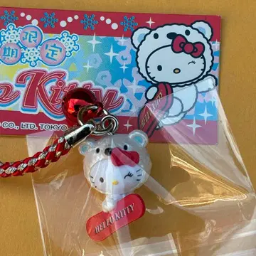 레어 겨울 한정판 화이트곰 스노우보드 스트랩  헬로키티 스노우보드