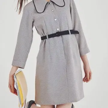 REDYAZEL 파이핑 컬러 체크 미니 원피스