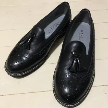 HARUTA 천연 가죽 블랙 가죽 태슬 로퍼