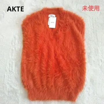 AKTE 액테 미사용 택 포함 V넥 샤기 니트 베스트 오렌지