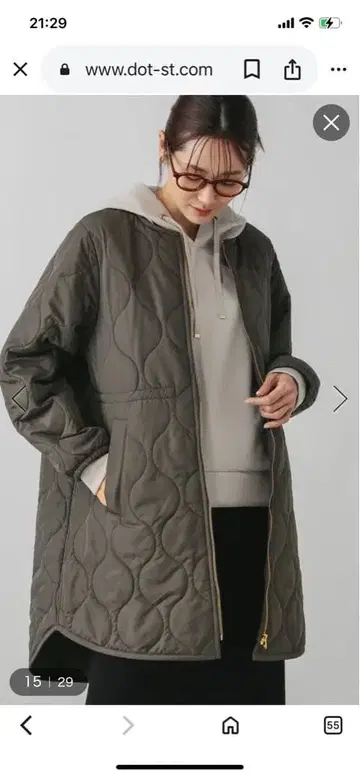 글로벌 워크 우츠쿠시 라이트 웜 퀼트 코트 M