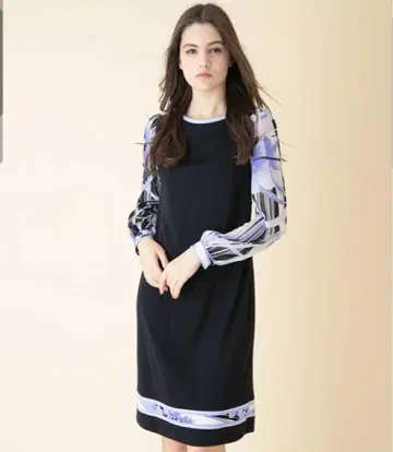 미사용 레오나르 시스루 소매 원피스 42