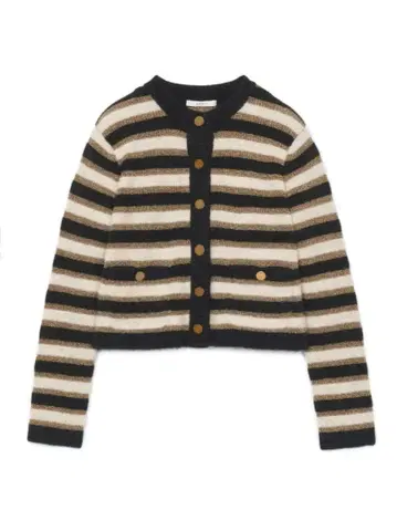 ANAYI 라메 보더 니트 가디건