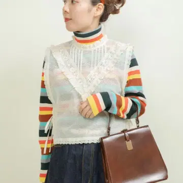 도트앤스트라이프 차일드우먼 레이스 탱크탑 블랙 레어