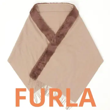 FURLA 훌라 대형 인조 모피 포함 스톨 베이지 고급 숄
