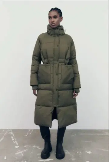 ZARA 롱 다운 자켓 코트 블랙