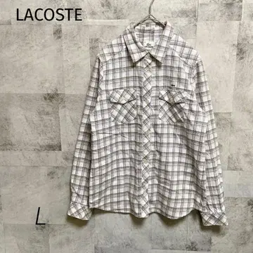 LACOSTE [ L ] 버튼 셔츠 플란넬 셔츠 긴팔 체크 심플 로고
