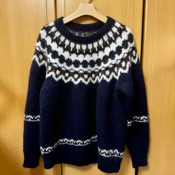 BATONER 모헤어 노르딕 크루넥 니트 스웨터 바토너