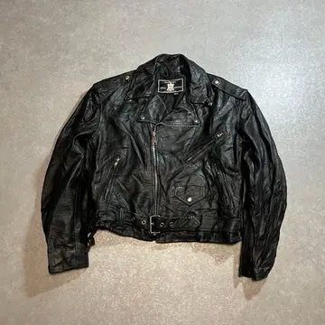 80s 90s 빈티지 더블 라이더 자켓 가죽 블랙 천연 가죽