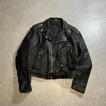 70s 80s 빈티지 더블 라이더 자켓 가죽 블랙 천연 가죽