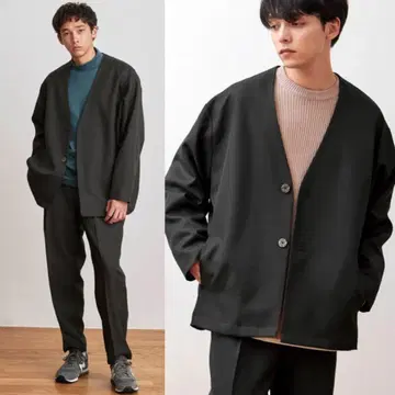 MONO-MART 빅 실루엣 노카라 자켓 & 팬츠 셋업