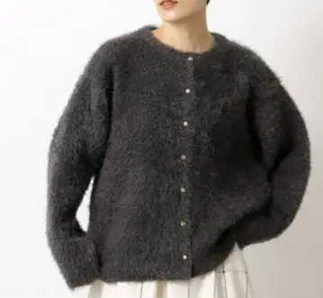 오파크 클립 샤기 니트 가디건