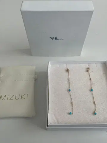 MIZUKI (론 헤르만 취급) 롱 귀걸이 청석 x 골드 컬러 체인