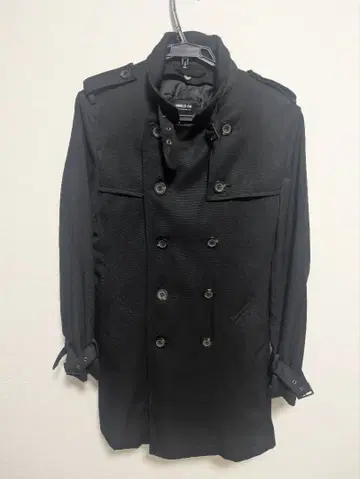 컴시즘 블랙 트렌치코트 더블 브레스트 베스트 탈부착 가능