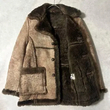 레어 샷 USA제 리얼 무스탕 런치 코트 양가죽 보아 L