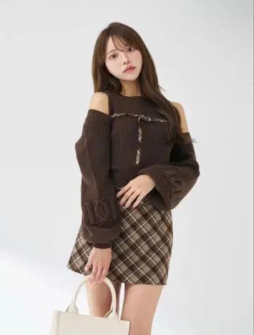 다리치 도킹 미들 허리 미니 원피스 브라운