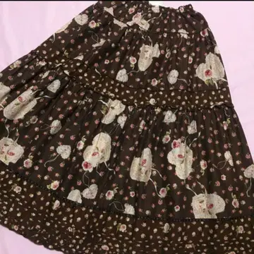 레어! 핑크하우스 프릴 하트 스커트 브라운 갈색 PINK HOUSE