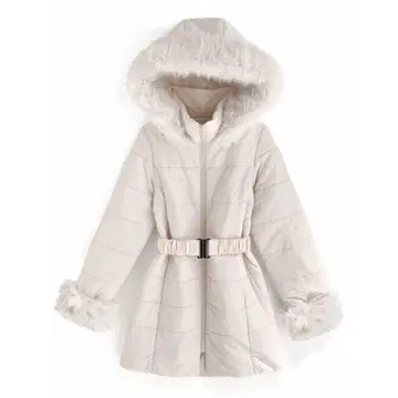 벨트 포함 퍼 다운 코트 [ kd13 ]