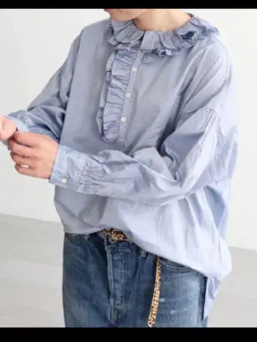 saro 오리지널 adeu (아데우) 코튼 옥스 프릴 셔츠