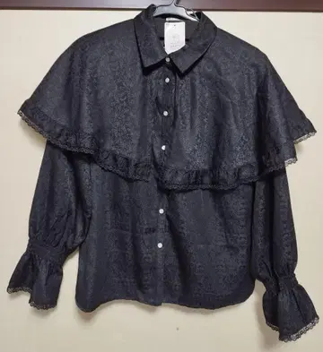 axes femme 프릴 긴팔 블라우스 블랙