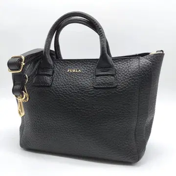 새상품급 훌라 카프리치오 S 2way 핸드백 블랙 가죽 주름 가죽