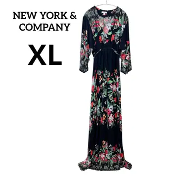 NEW YORK & COMPANY [ XL ] 플라워 프린트 블랙 꽃무늬