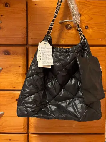 SHIPS any: 파우치 포함 퀼팅 체인 토트 백 블랙 새상품