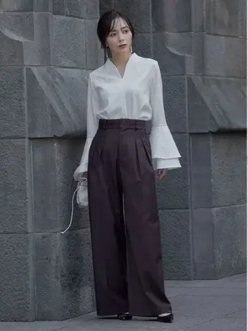 [ 미사용 ] anuans 2way 마블트 와이드 팬츠