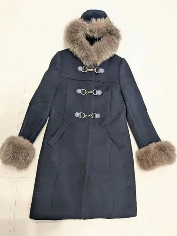 미슈마슈 롱 코트 네이비 퍼 포함