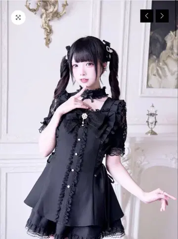 NoGenki 지뢰 반팔 스퀘어 넥 빅 리본 원피스 세트