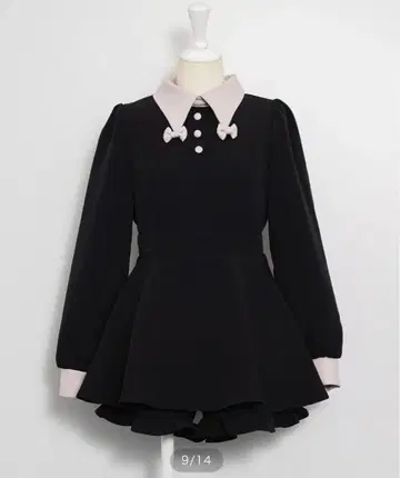 pium 피움 pium 리본 칼라 긴팔 셋업 블랙