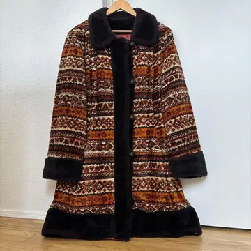 60s 70s 태피스트리 인조 모피 코트 빈티지 고블랑