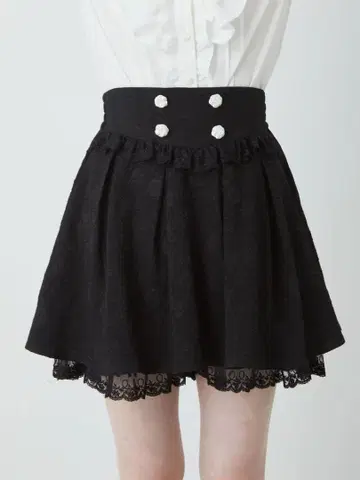 Ank Rouge 장미 버튼 자카드 치마바지