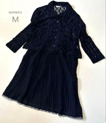 새상품급 여성용 가디건 자켓 스커트 전체 레이스 블랙 블랙 포멀