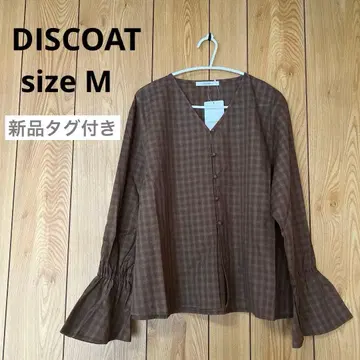 [ DISCOAT ] 캔디 슬리브 체크 블라우스 미사용 새상품 M 사이즈