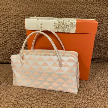 리큐 백 기모노 가방 이자와야 비늘 무늬 핑크 x 화이트 완판템
